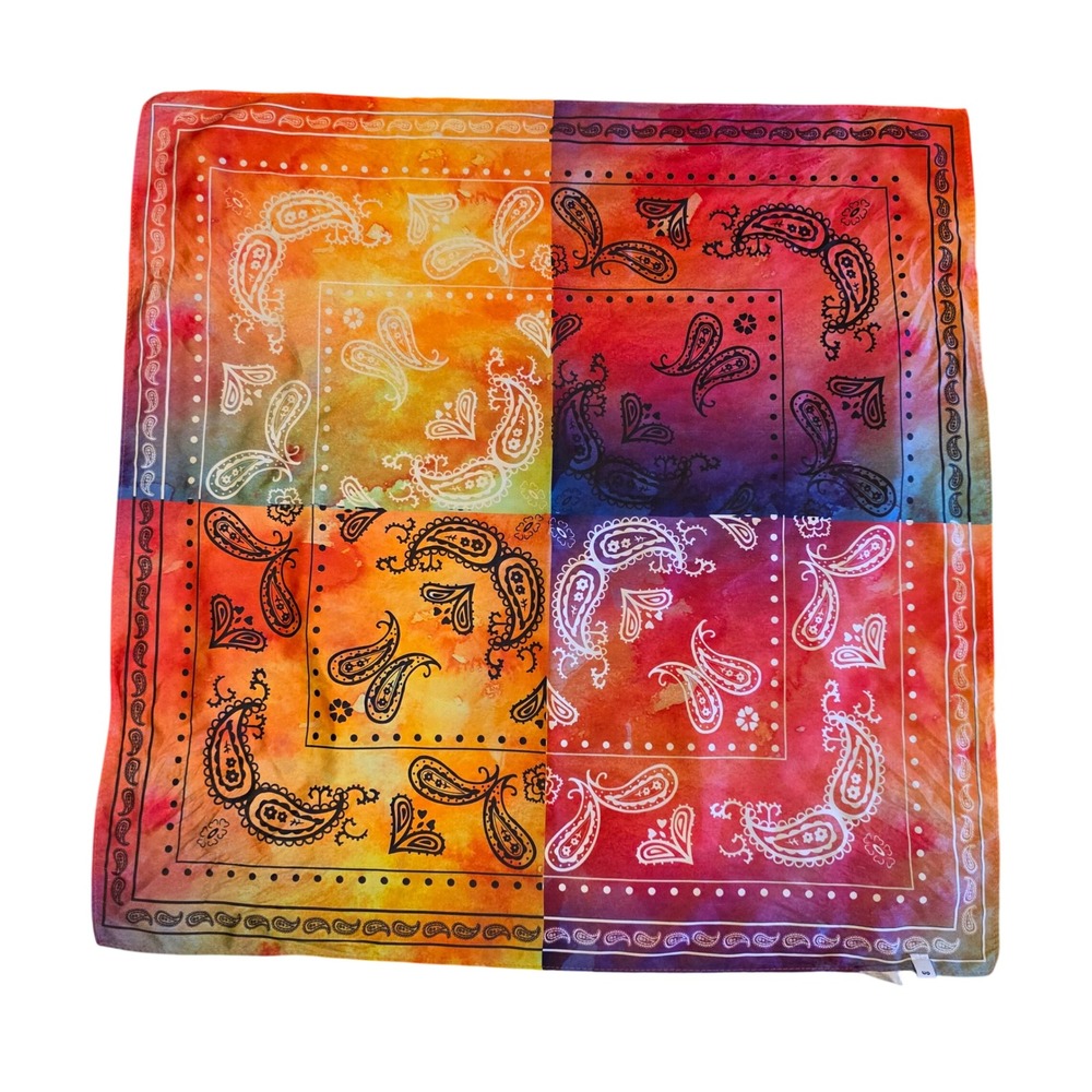 Urban Outfitters UO Tie Dye Paisley Square Bandana Scarf Multicolor Orange Red